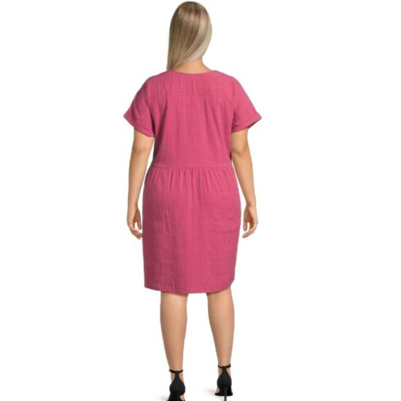 Terra & Sky Women's Plus Dolman Swing Dress, Rosiest Roughe - Picture 2 of 5